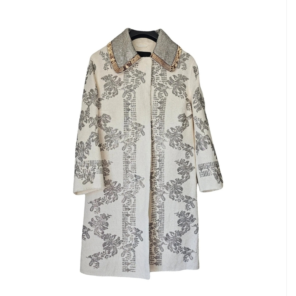 Ermanno Scervino embellished white linen jacket  IT40